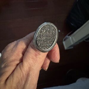 Sparkling Oval druzy 925 sterling Silver Ring